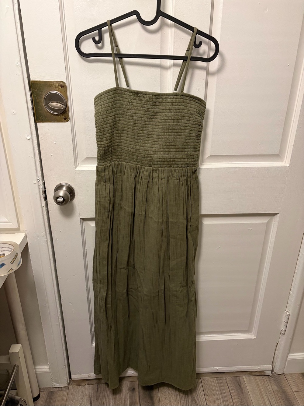 Loft Green Smocked Maxi Dress Small